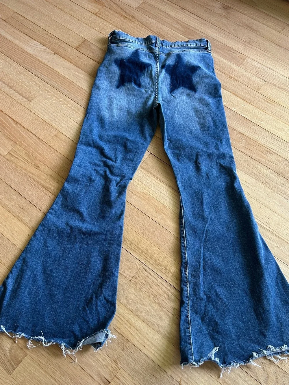 NWOT Sneak Peek Star Bottom high rise distressed flare jeans